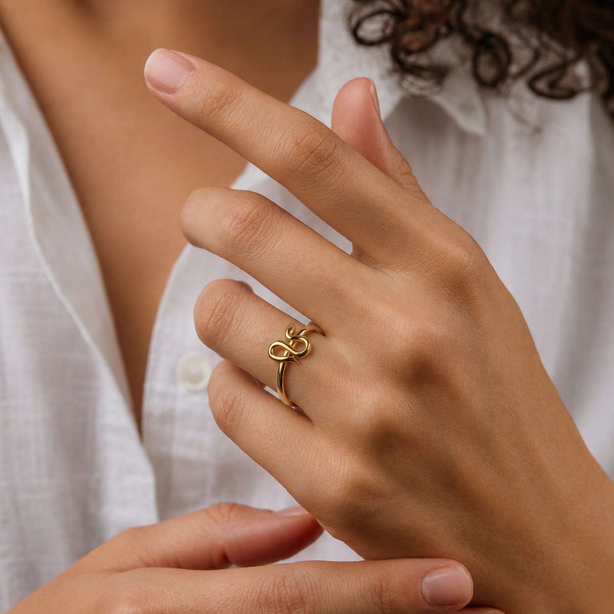 Gold Serpent Snake Ring, view 4