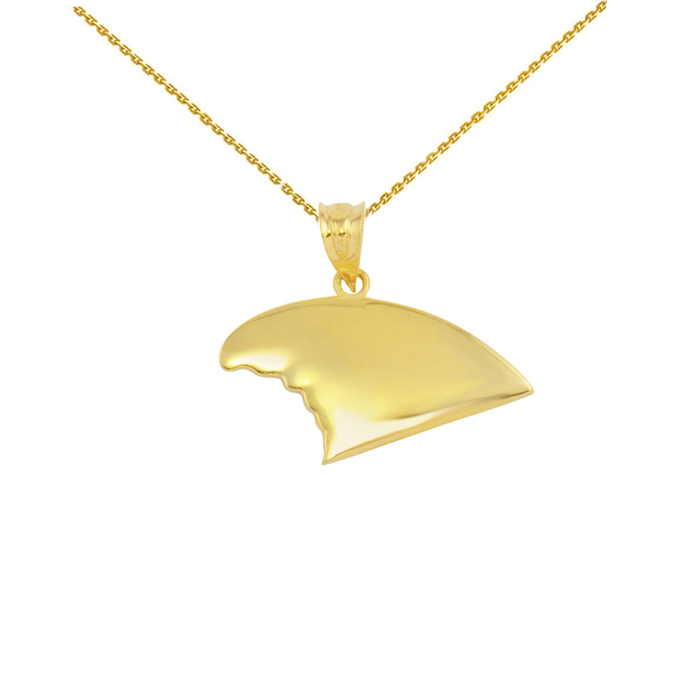 Gold Shark Fin Pendant Necklace, view 2