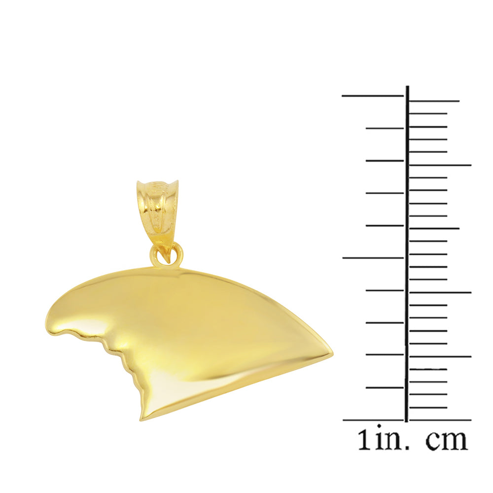 Gold Shark Fin Pendant Necklace, view 3