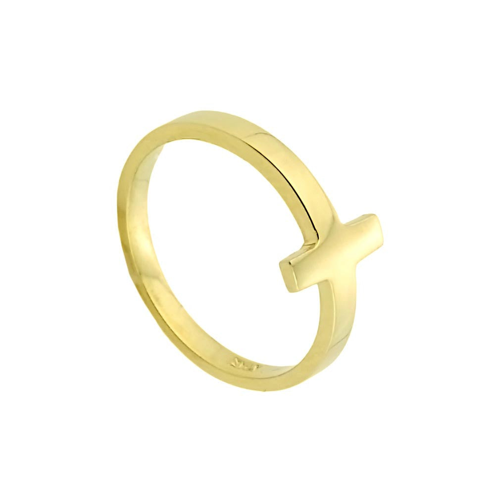 Gold Sideways Cross Baby Ring