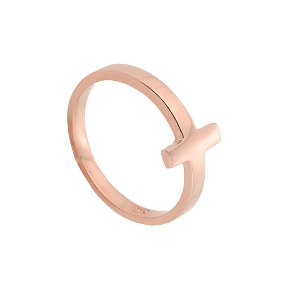Gold Sideways Cross Baby Ring, view 2