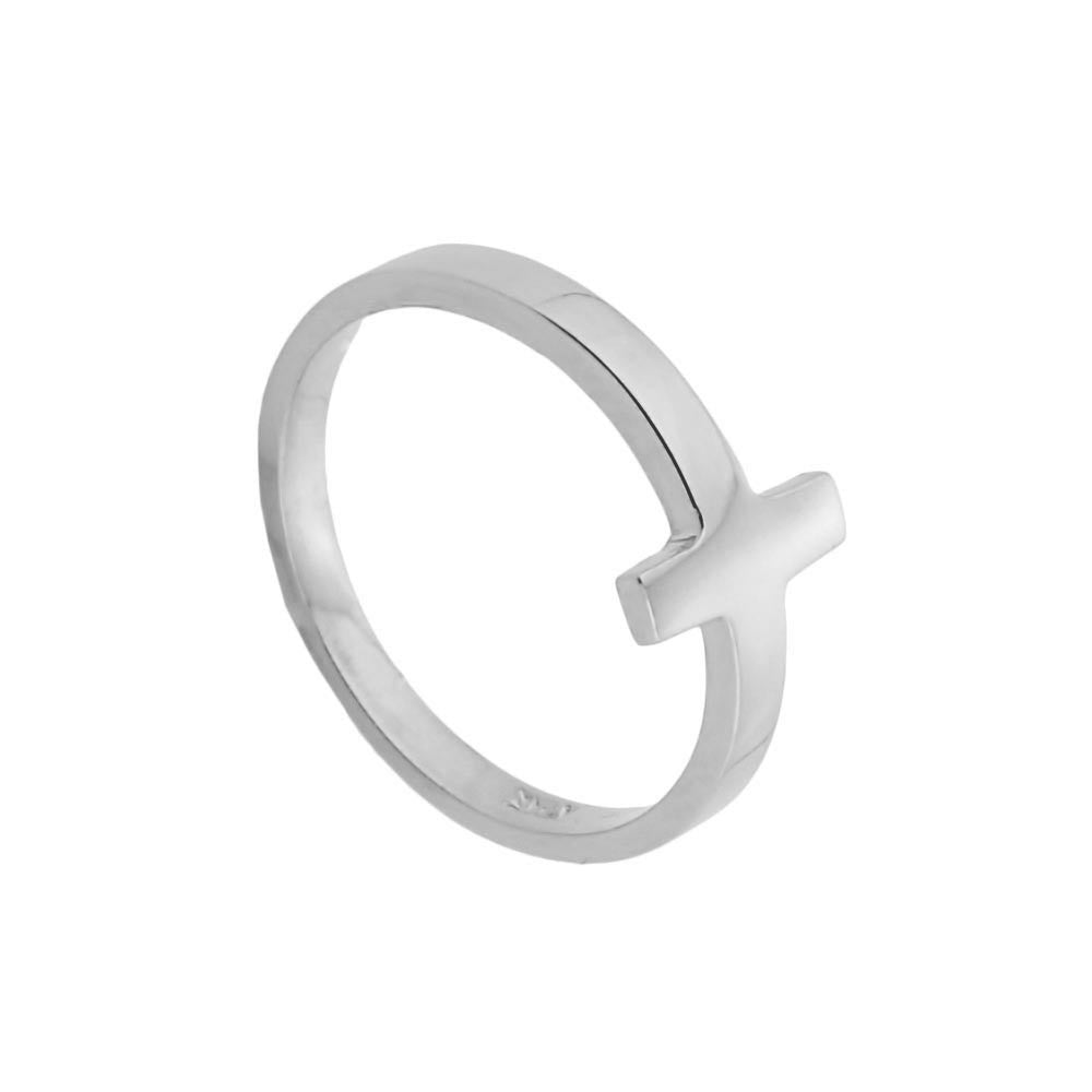 Gold Sideways Cross Baby Ring, view 3