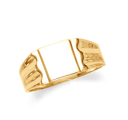 Gold Signet Men's Engravable Ring, view 2