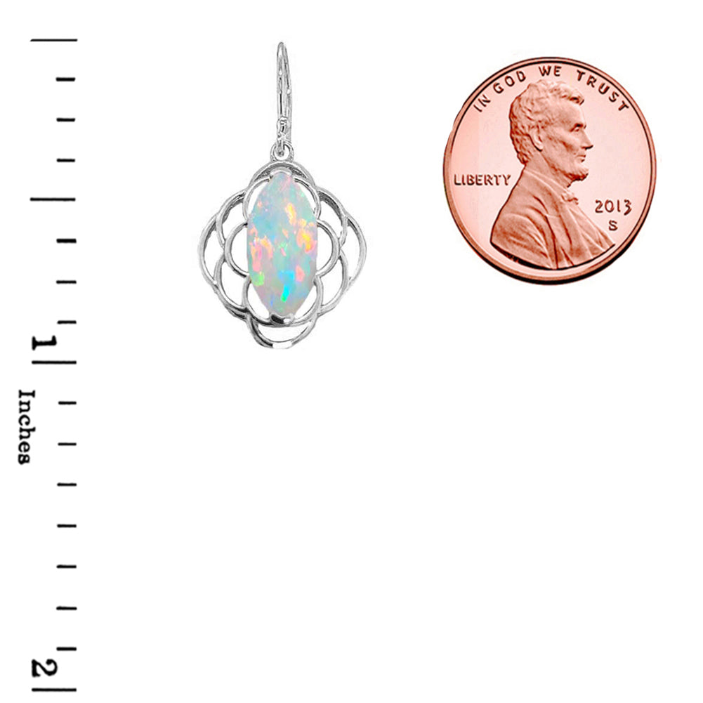 Gold Simulated Opal Open Work Earring, view 5