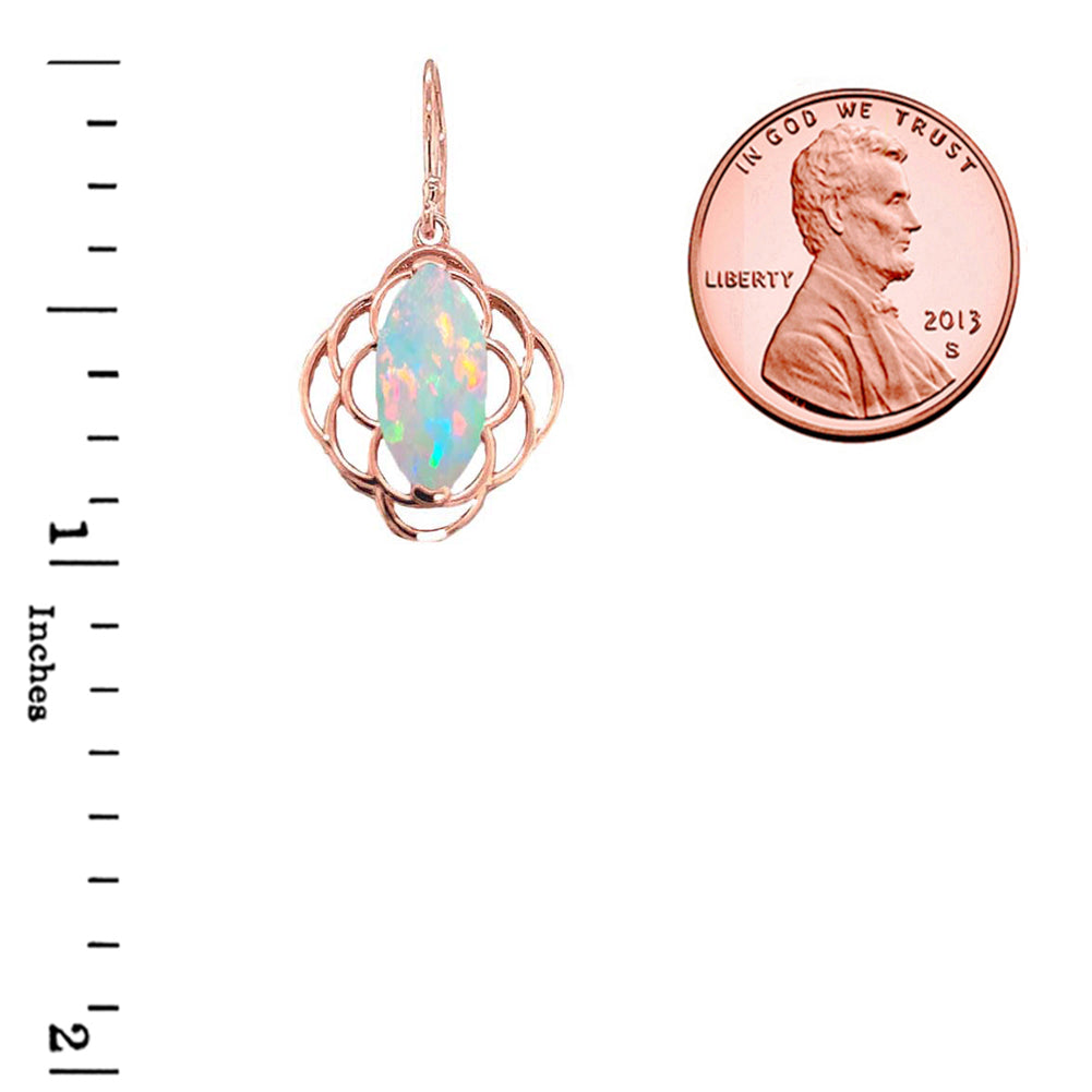 Gold Simulated Opal Open Work Earring, view 6