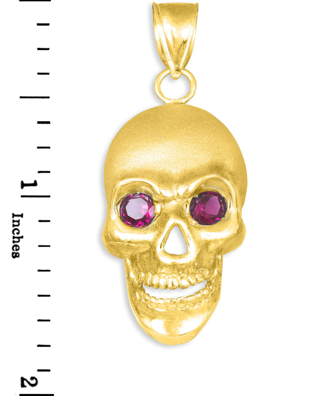 Gold Skull Pendant with Red CZ Eyes, view 4