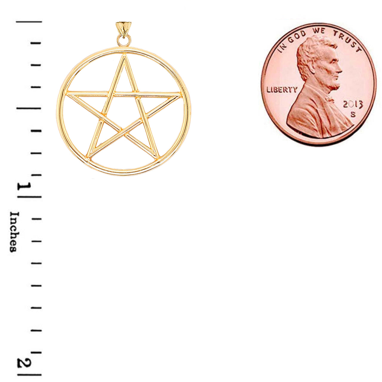 Gold Small Pentagram Pendant, view 3