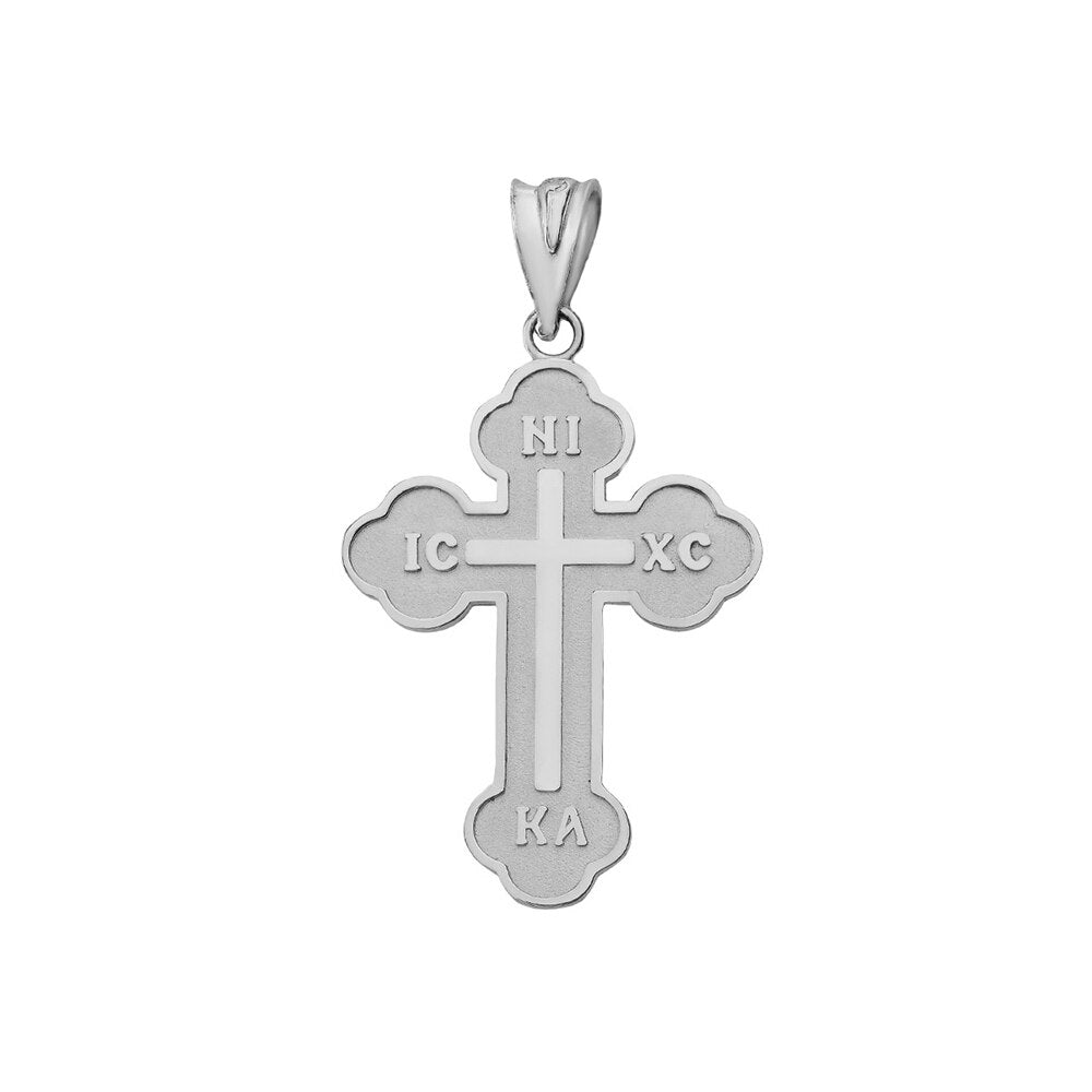 Gold Small Saint Nicholas Greek Orthodox Russian Cross Pendant Necklace, view 9