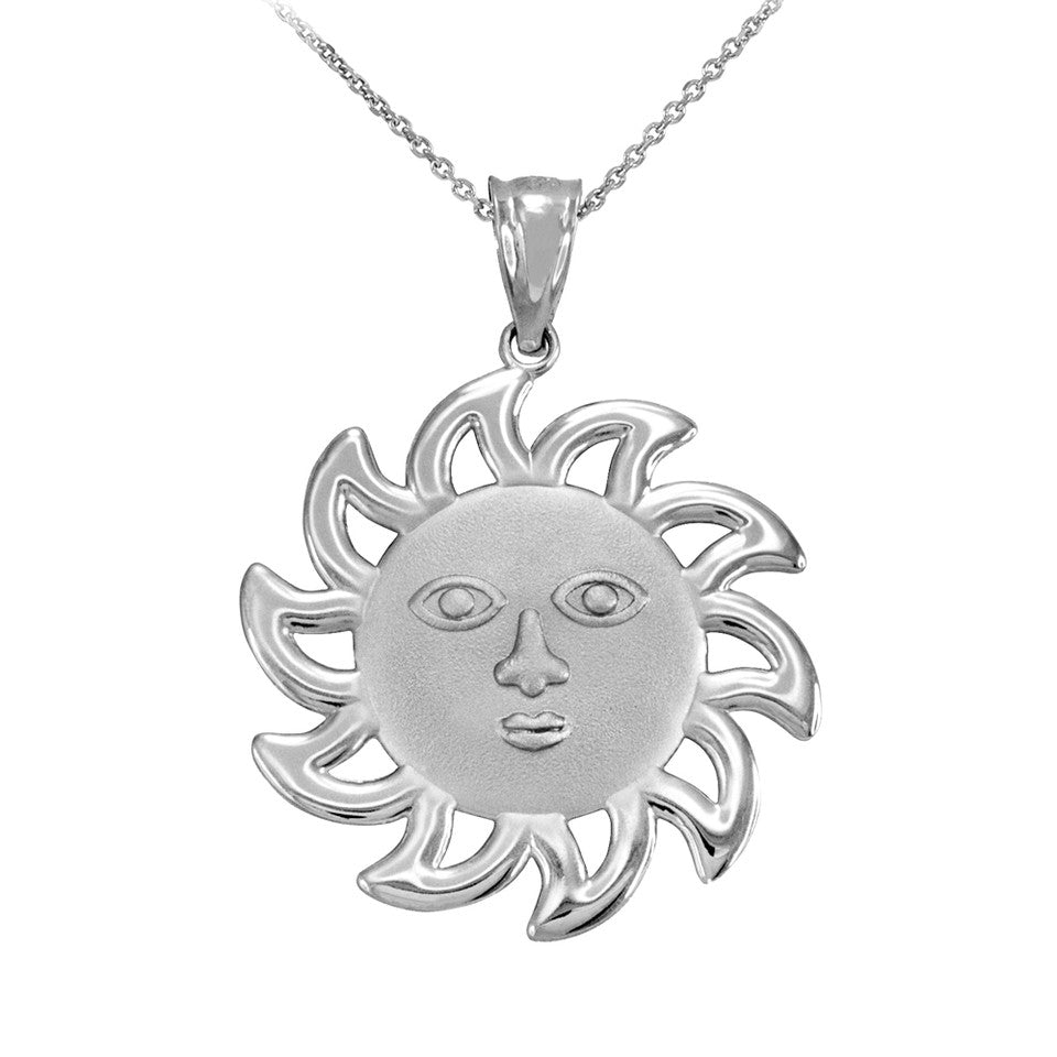 Gold Smiling Sun Pendant Necklace, view 3