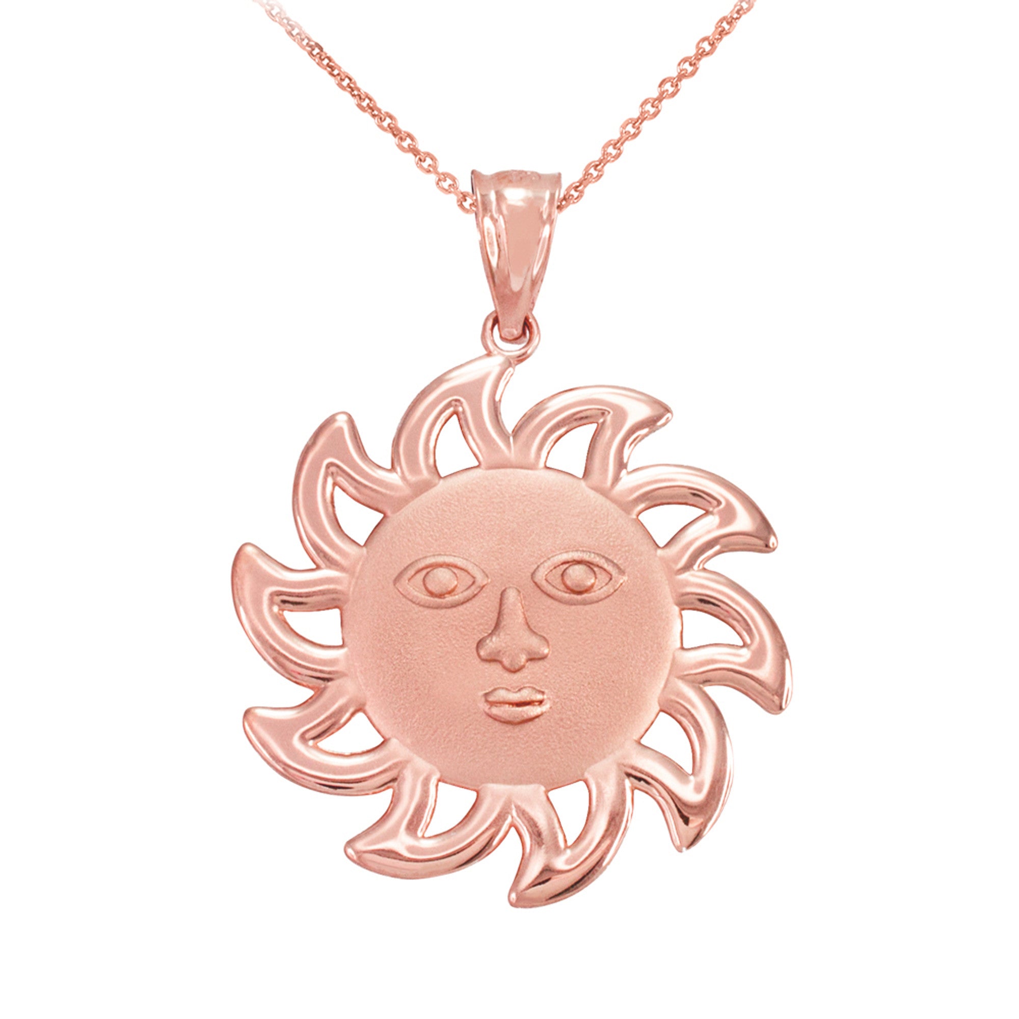 Gold Smiling Sun Pendant Necklace, view 4