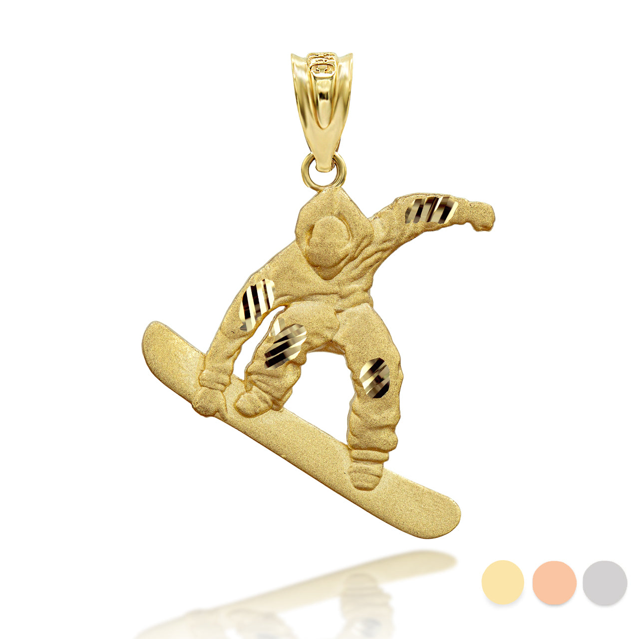 Gold Snowboarding 3D Charm Necklace