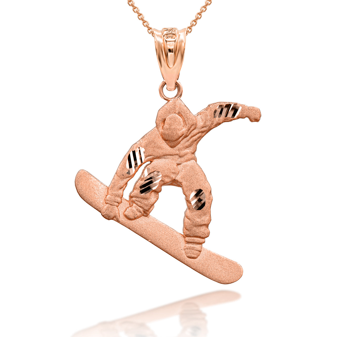 Gold Snowboarding 3D Charm Necklace, view 7