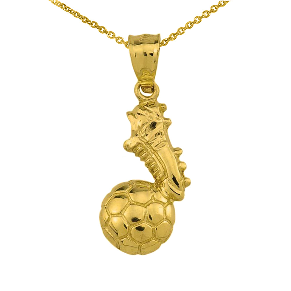Gold Soccer Ball Cleats Shoe Fútbol Sports Pendant Necklace