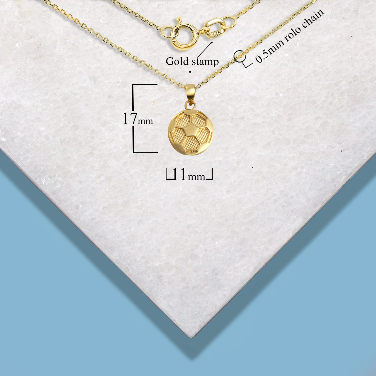 Gold Soccer Ball Sports Pendant Necklace, view 4