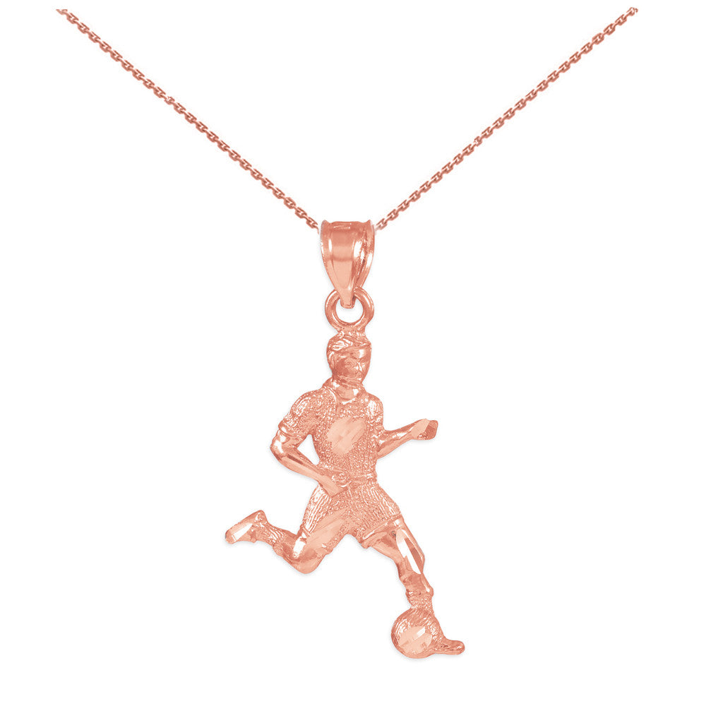 Gold Soccer Player Fútbol Sports Pendant Necklace, view 2