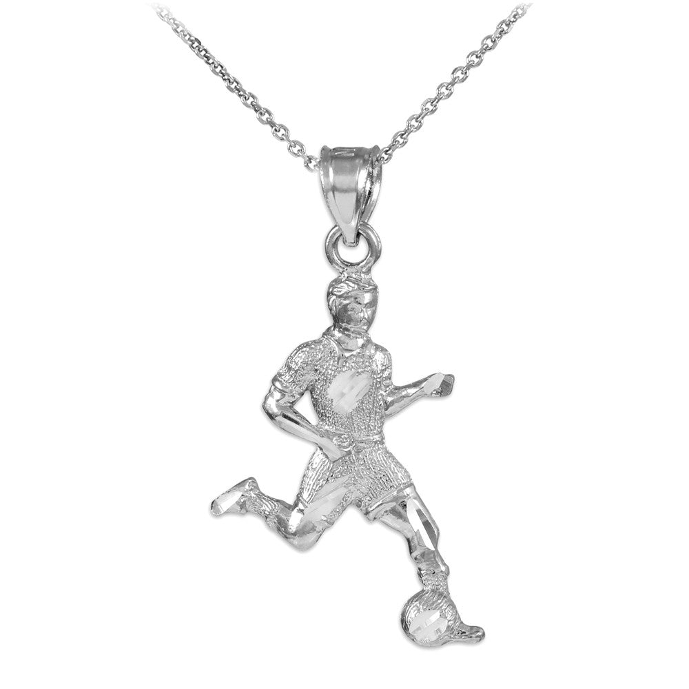Gold Soccer Player Fútbol Sports Pendant Necklace, view 3