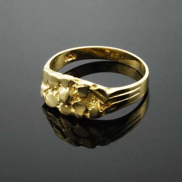 Gold Solid Nugget Men's Ring, view 2