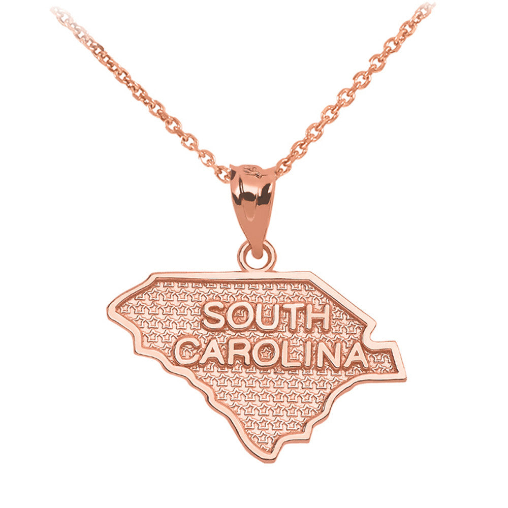 Gold South Carolina State Map Pendant Necklace, view 2