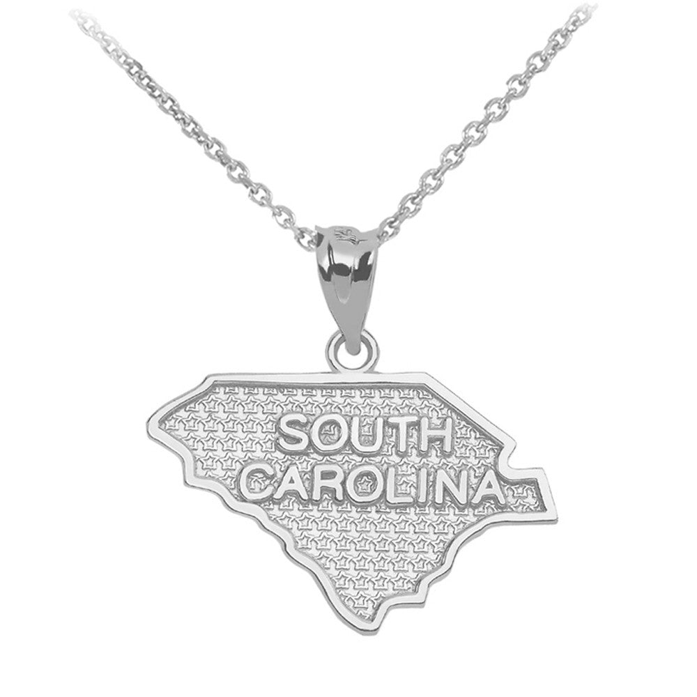 Gold South Carolina State Map Pendant Necklace, view 3