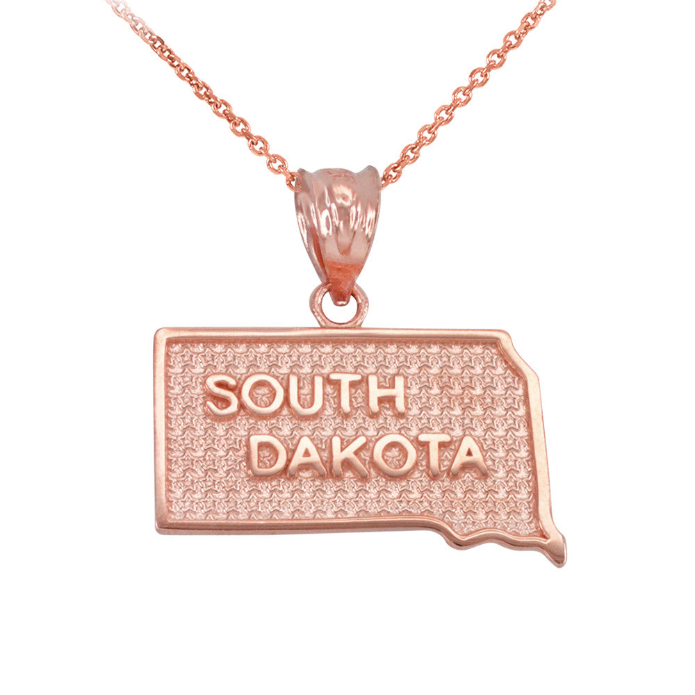 Gold South Dakota State Map Pendant Necklace, view 2