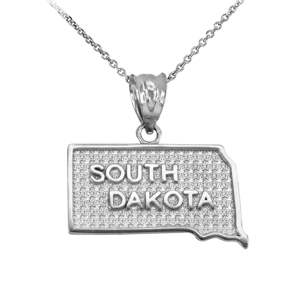 Gold South Dakota State Map Pendant Necklace, view 3