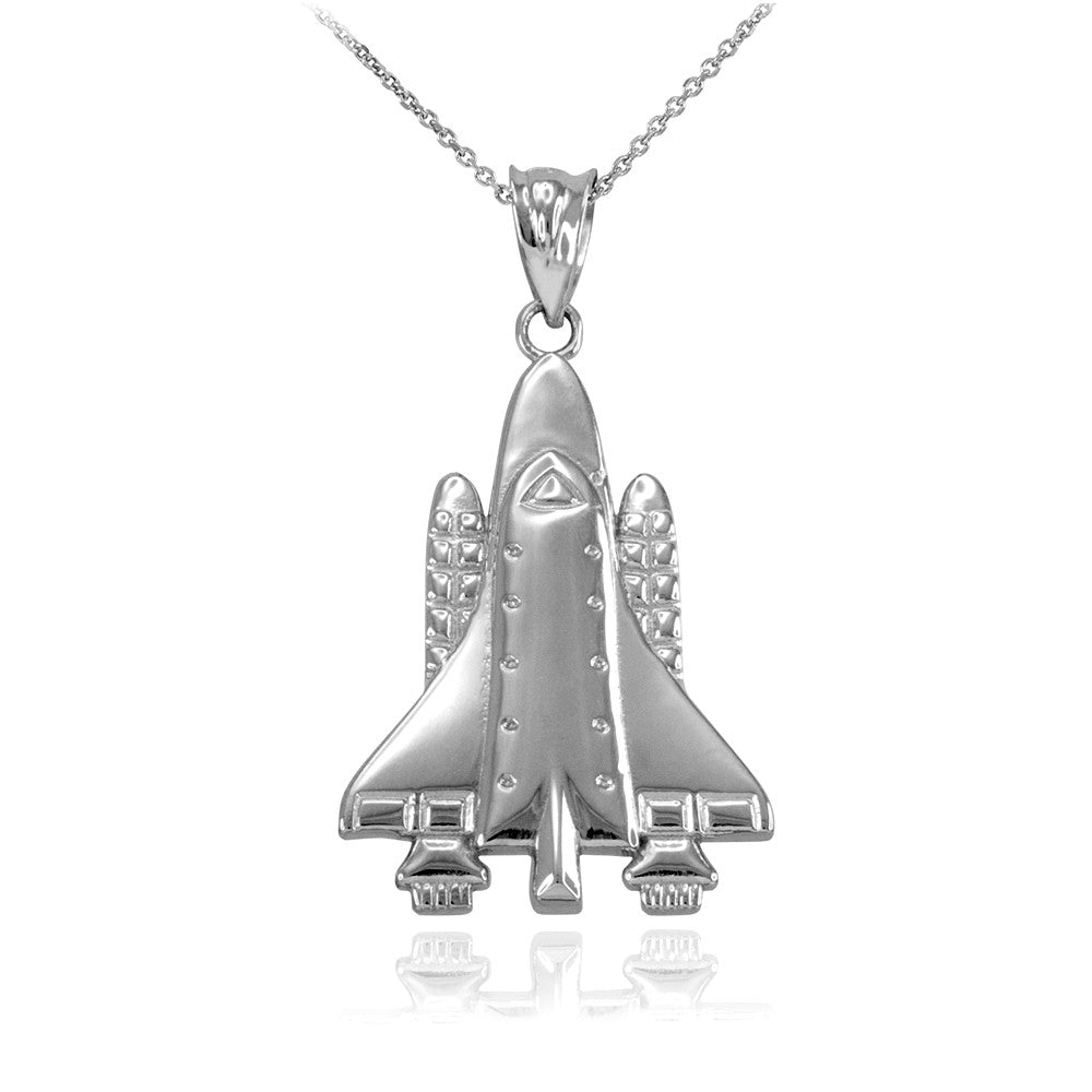 Gold Space Ship Pendant Necklace, view 2