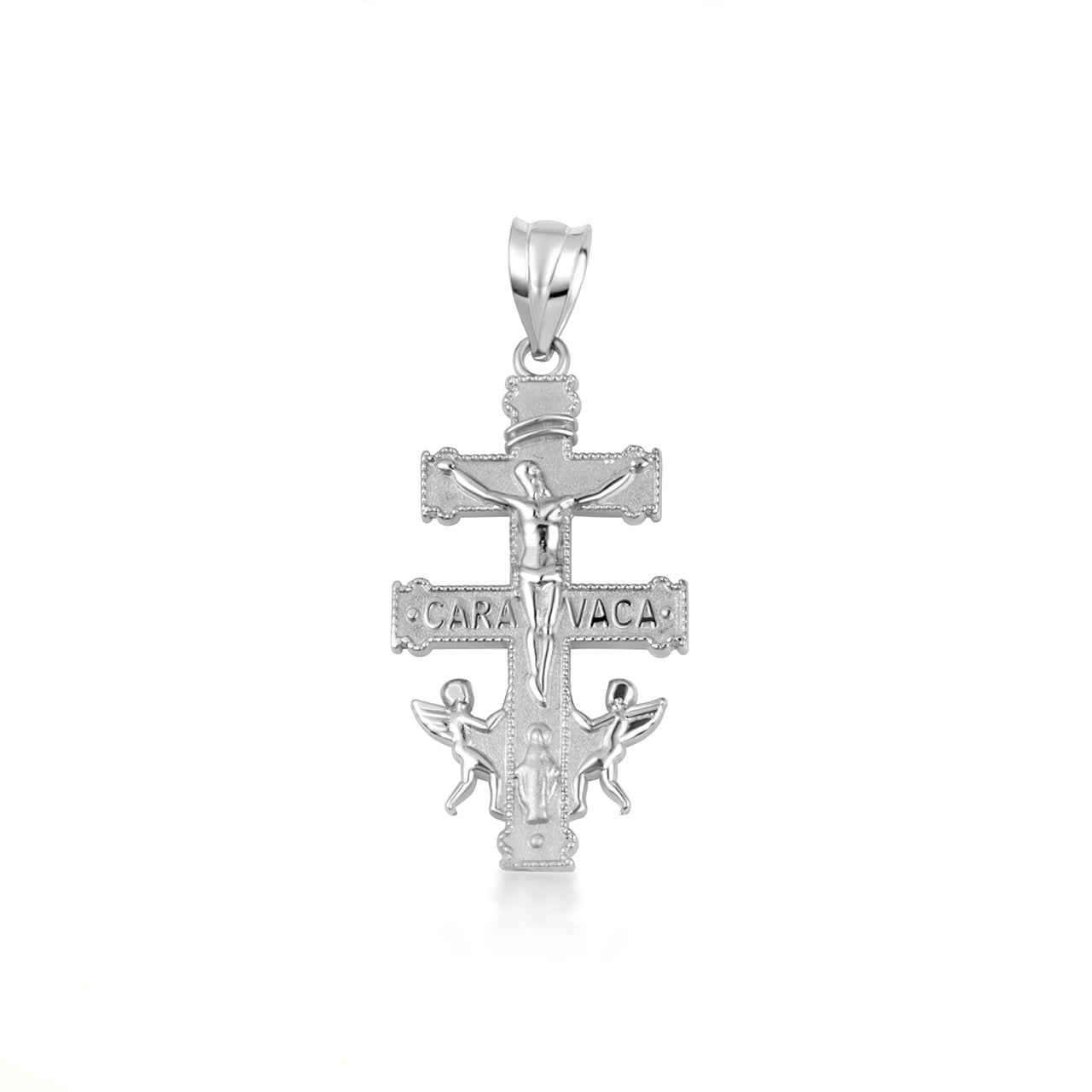 Gold Spanish Caravaca Cross Crucifix Jesus Christ Angels Pendant Necklace, view 7