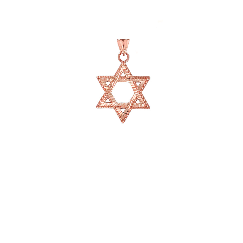 Gold Sparkle-Cut and Milgrain-Edged Star of David Pendant Necklace, view 6