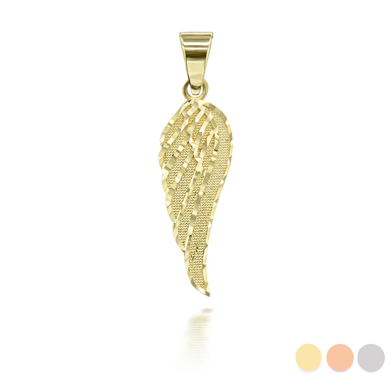 Gold Sparkle Cut Angel Wing Pendant Necklace