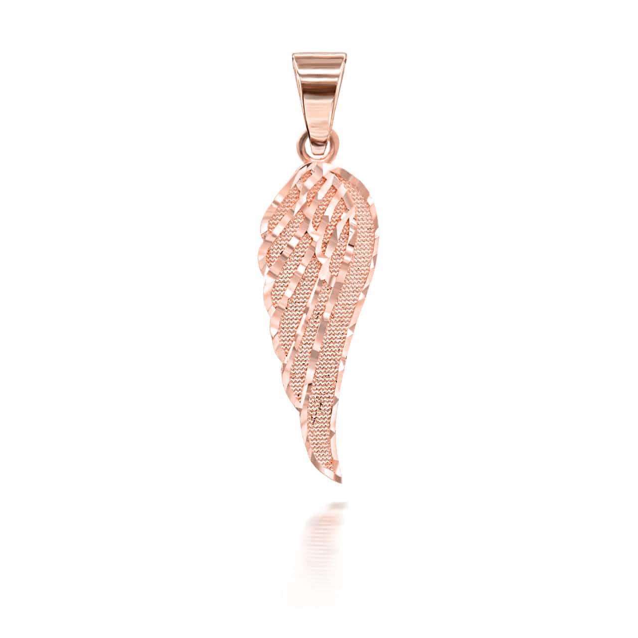 Gold Sparkle Cut Angel Wing Pendant Necklace, view 2