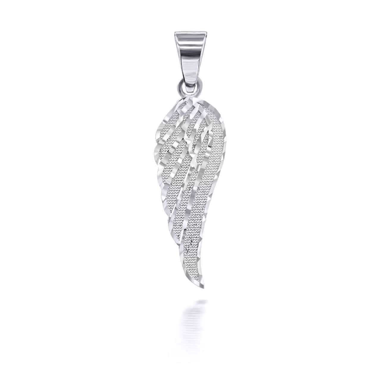 Gold Sparkle Cut Angel Wing Pendant Necklace, view 3
