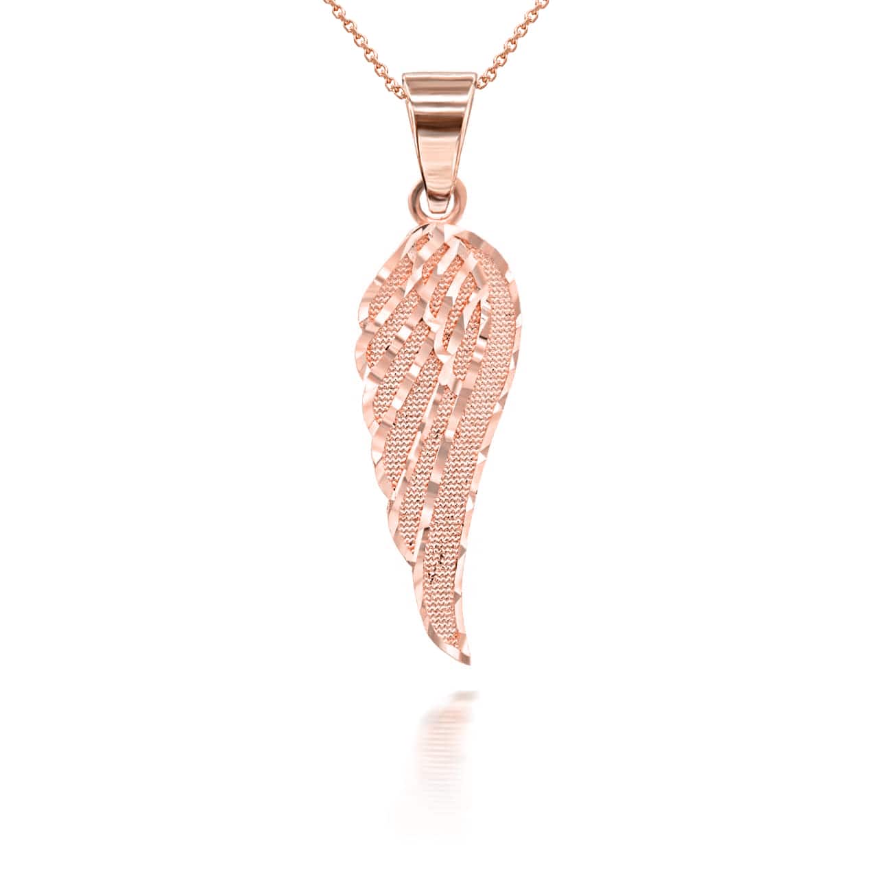 Gold Sparkle Cut Angel Wing Pendant Necklace, view 7