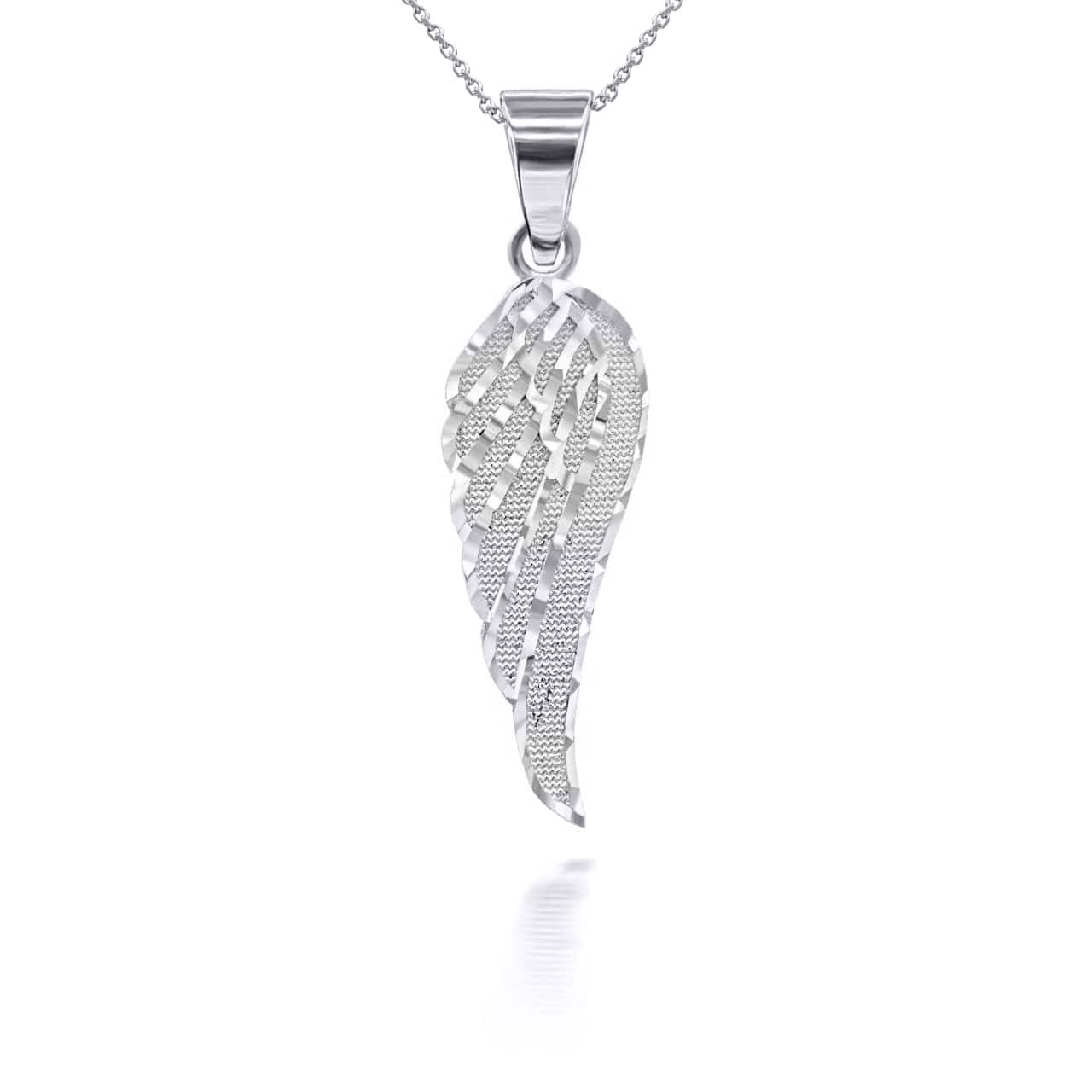 Gold Sparkle Cut Angel Wing Pendant Necklace, view 8
