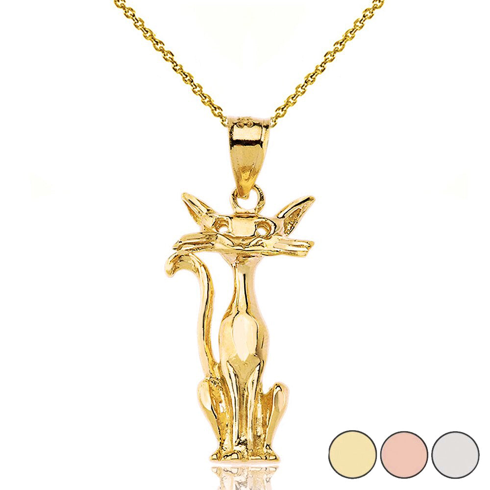 Gold Sparkle Cut Cat Pendant Necklace