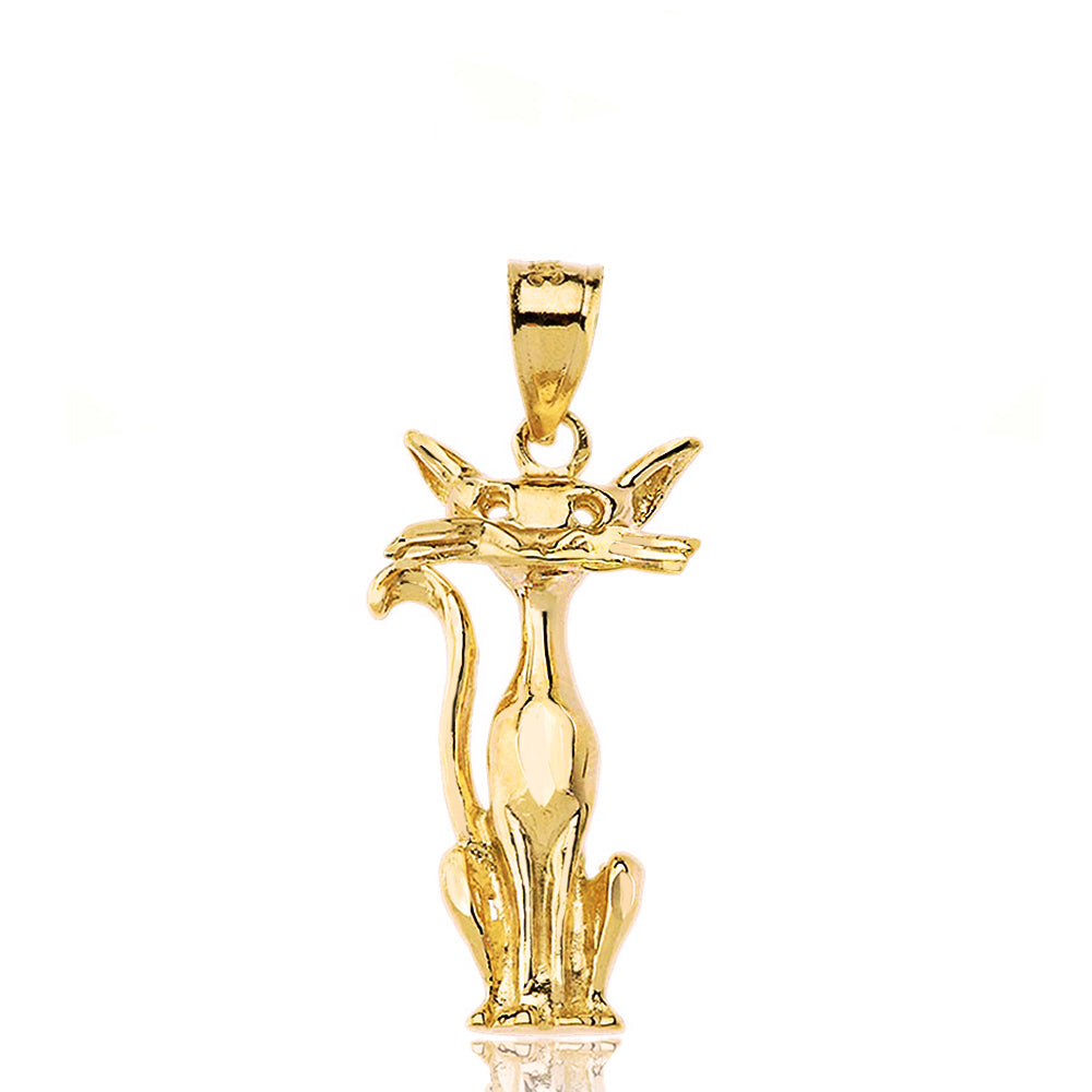 Gold Sparkle Cut Cat Pendant Necklace, view 2