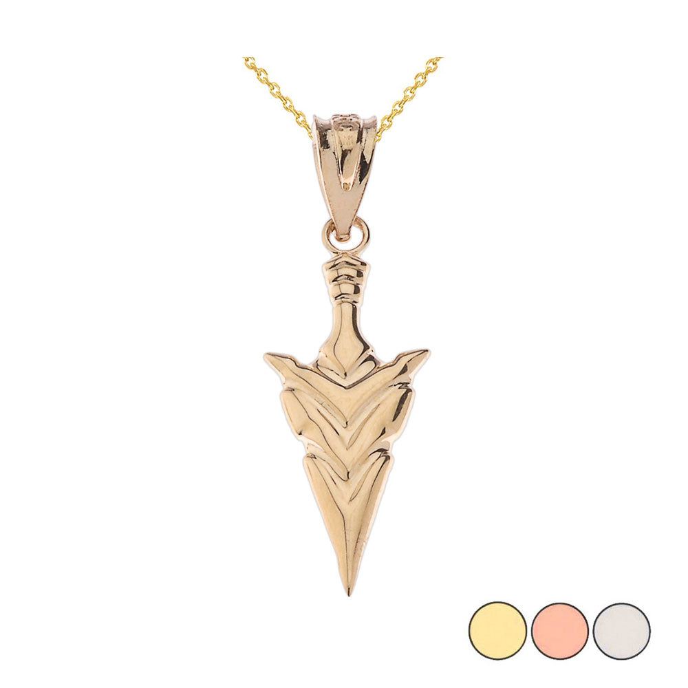 Gold Spear Point Arrowhead Pendant Necklace