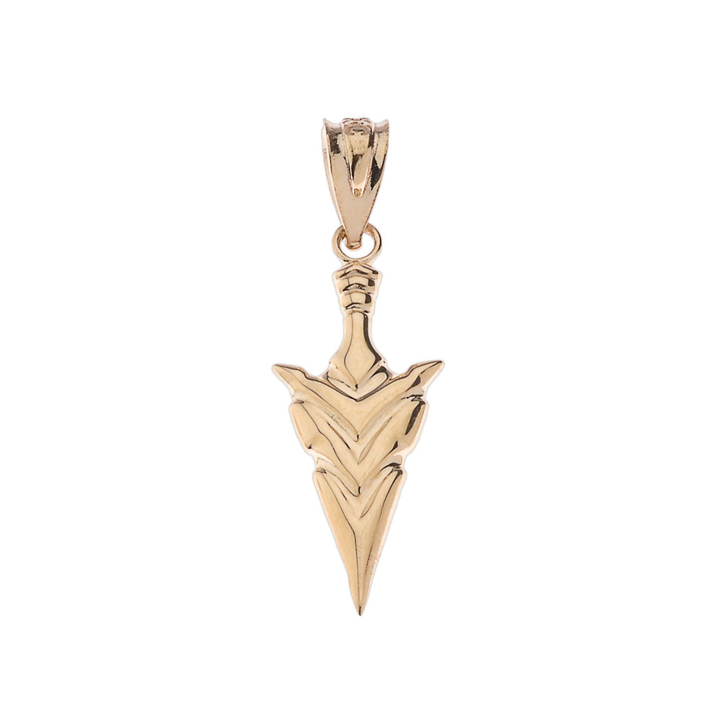Gold Spear Point Arrowhead Pendant Necklace, view 2