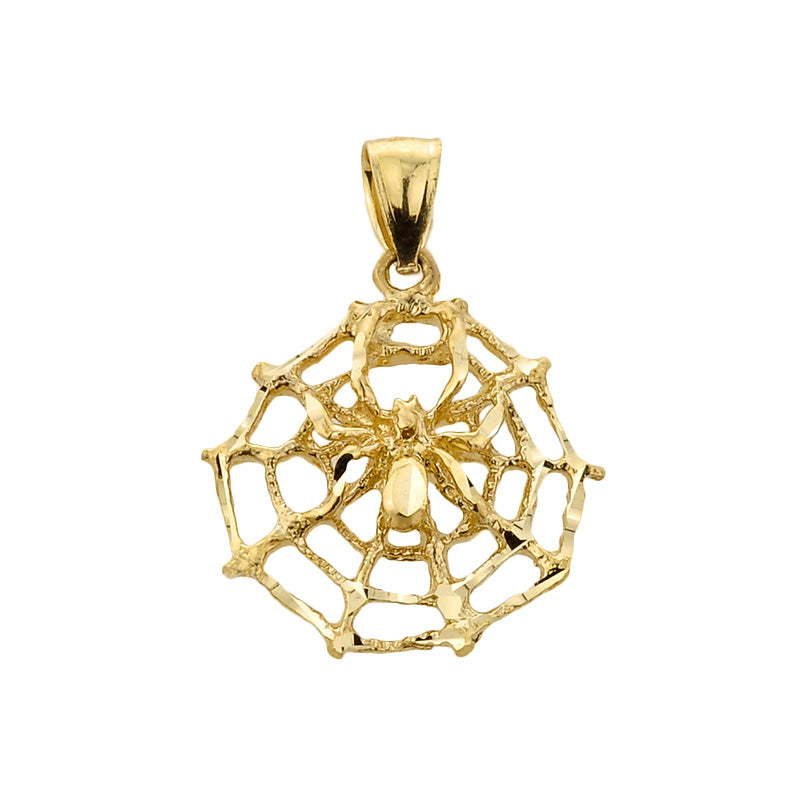 Gold Spider Web Charm Pendant Necklace, view 2