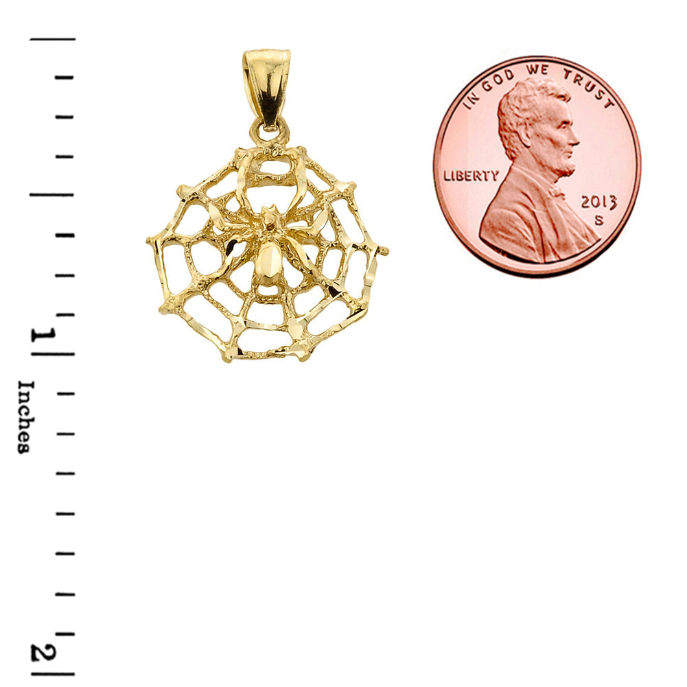 Gold Spider Web Charm Pendant Necklace, view 3