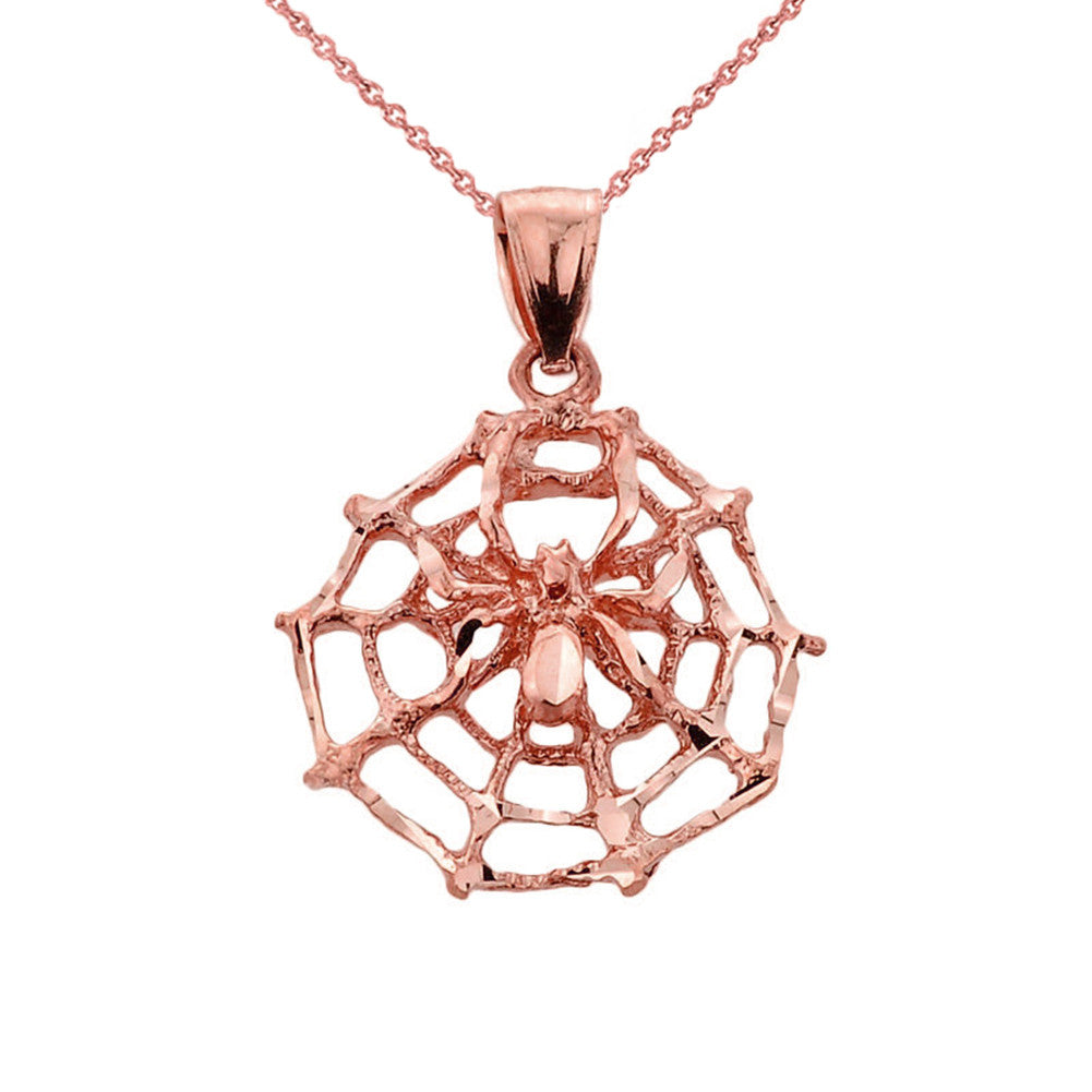 Gold Spider Web Charm Pendant Necklace, view 4