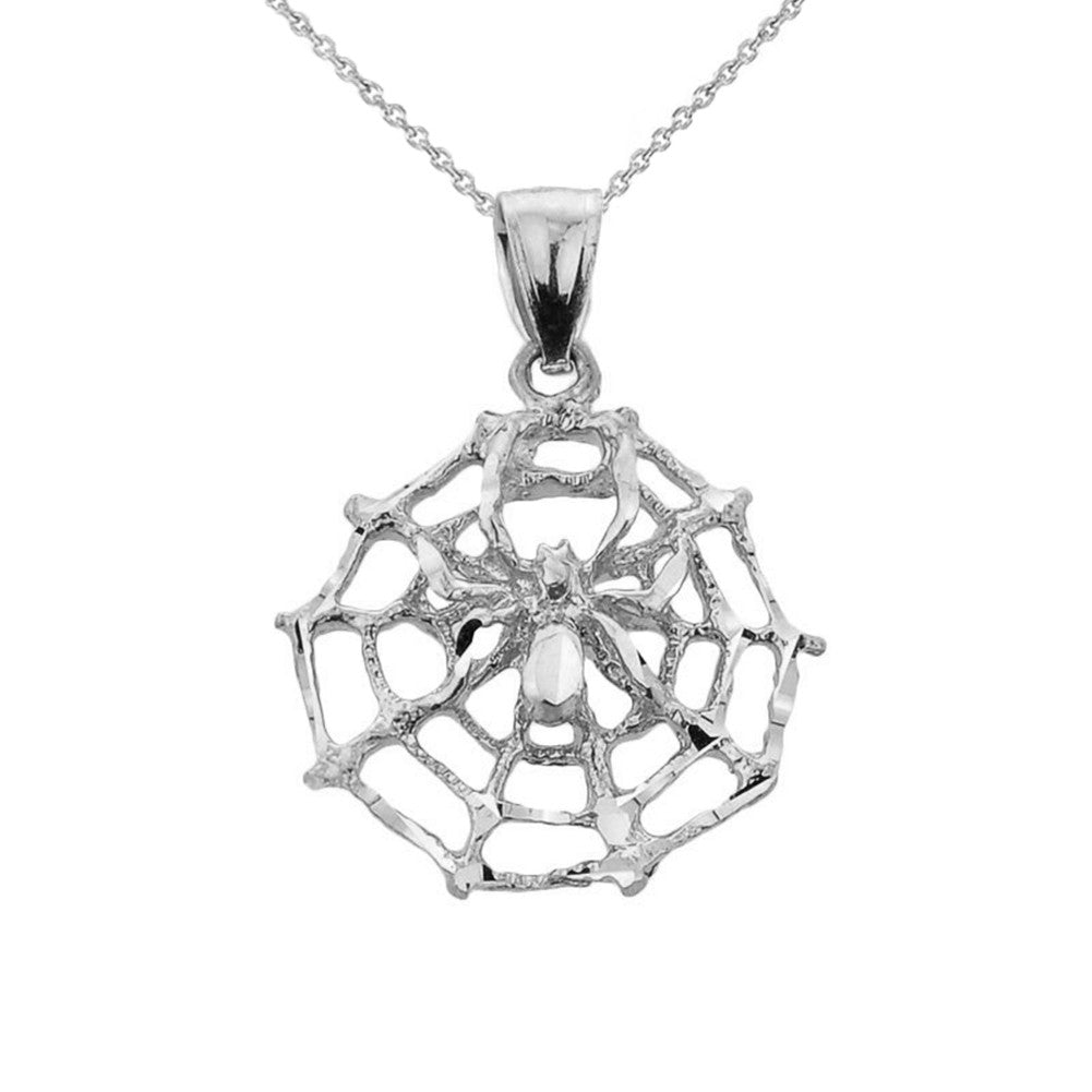 Gold Spider Web Charm Pendant Necklace, view 5