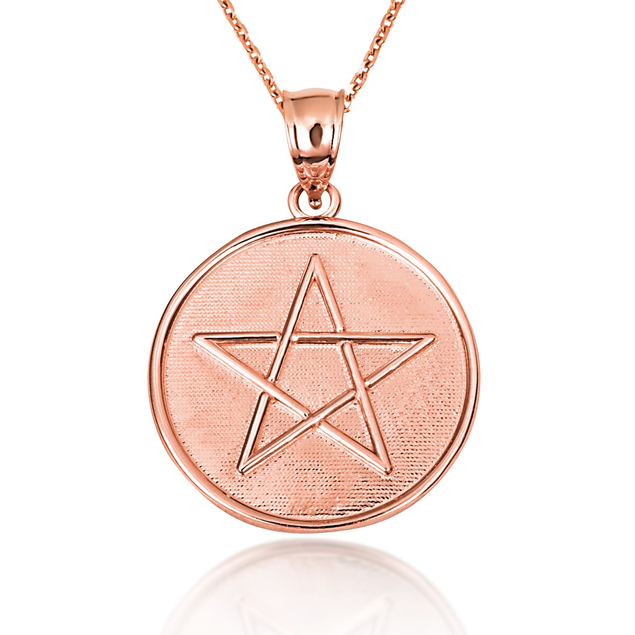 Gold Spiritual Wiccan Pentagram 5 Point Star Medallion Pendant Necklace, view 9