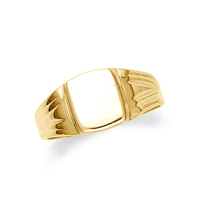 Gold Square Engravable Signet Men's Ring