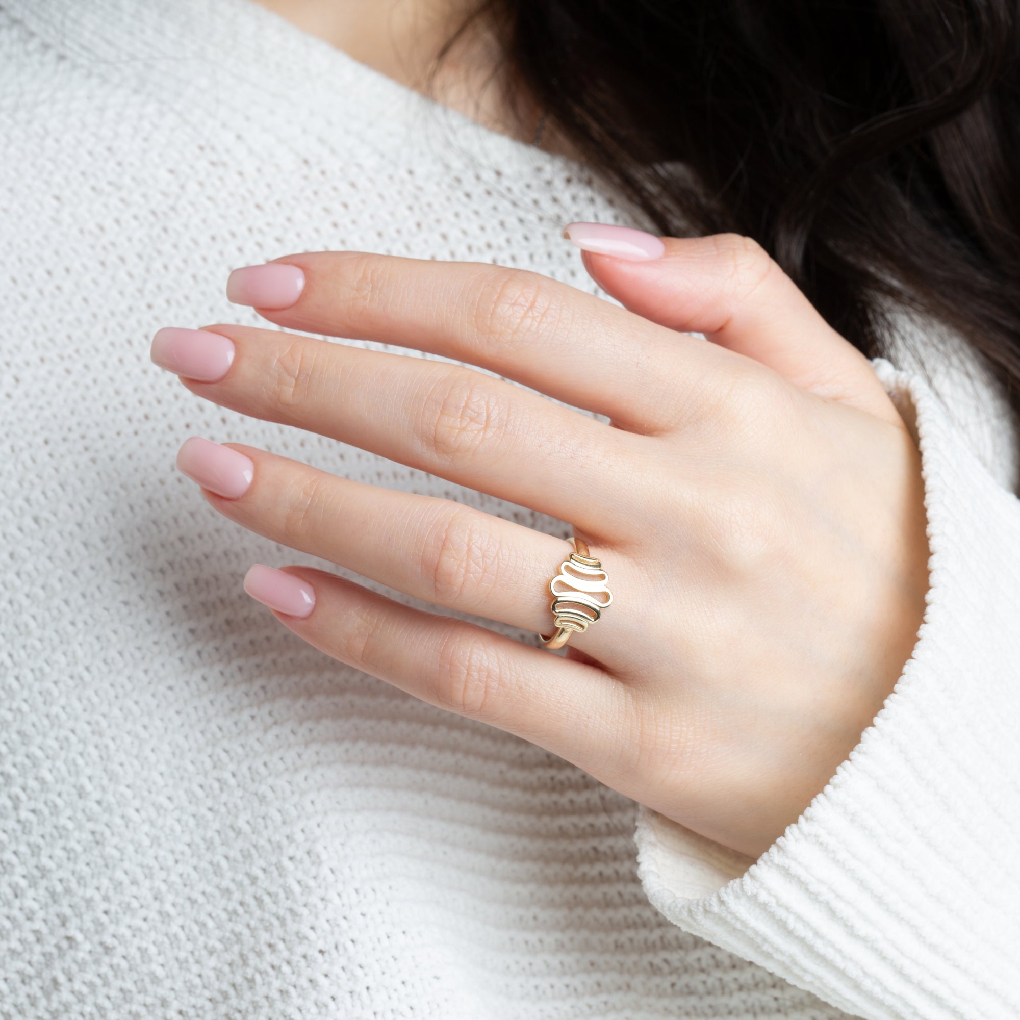 Gold Squiggle Wavy Ring, view 2