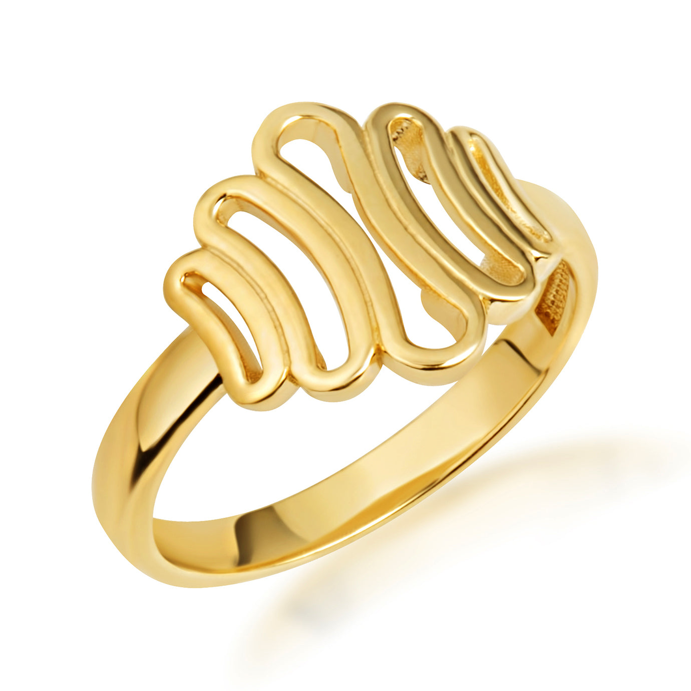 Gold Squiggle Wavy Ring, view 6