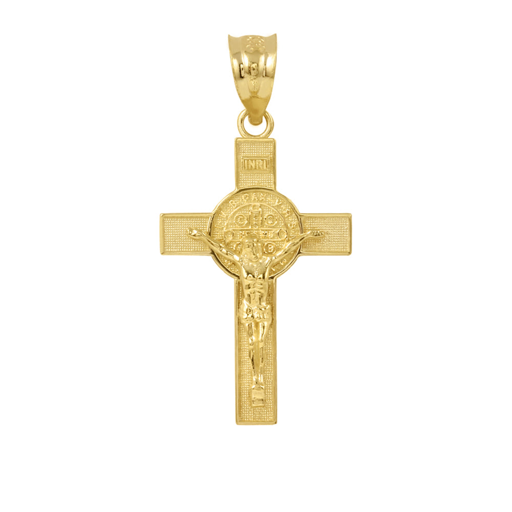 Gold St. Benedict Crucifix Pendant Necklace, view 2