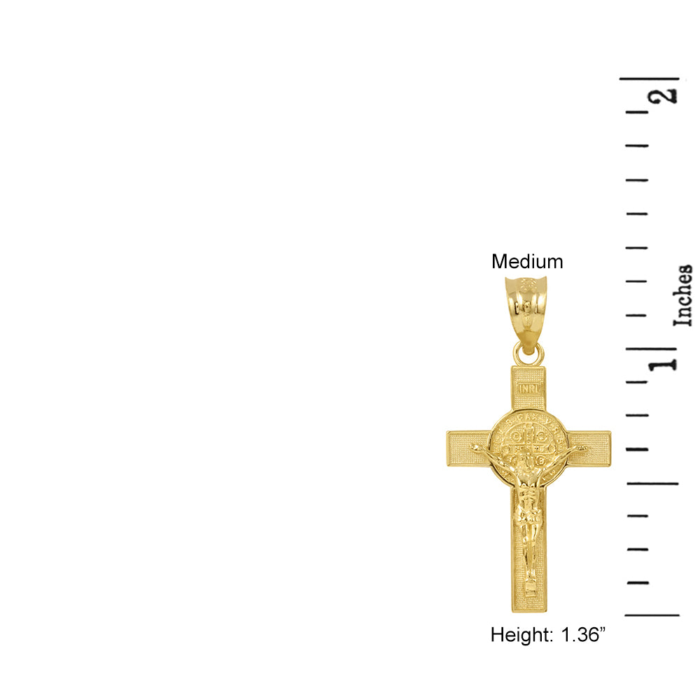 Gold St. Benedict Crucifix Pendant Necklace, view 3