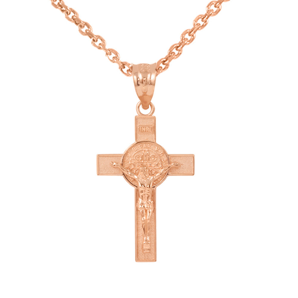Gold St. Benedict Crucifix Pendant Necklace, view 5