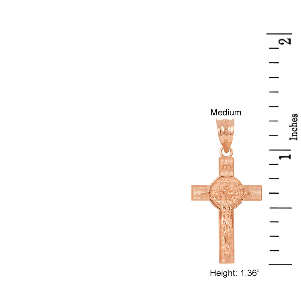 Gold St. Benedict Crucifix Pendant Necklace, view 7