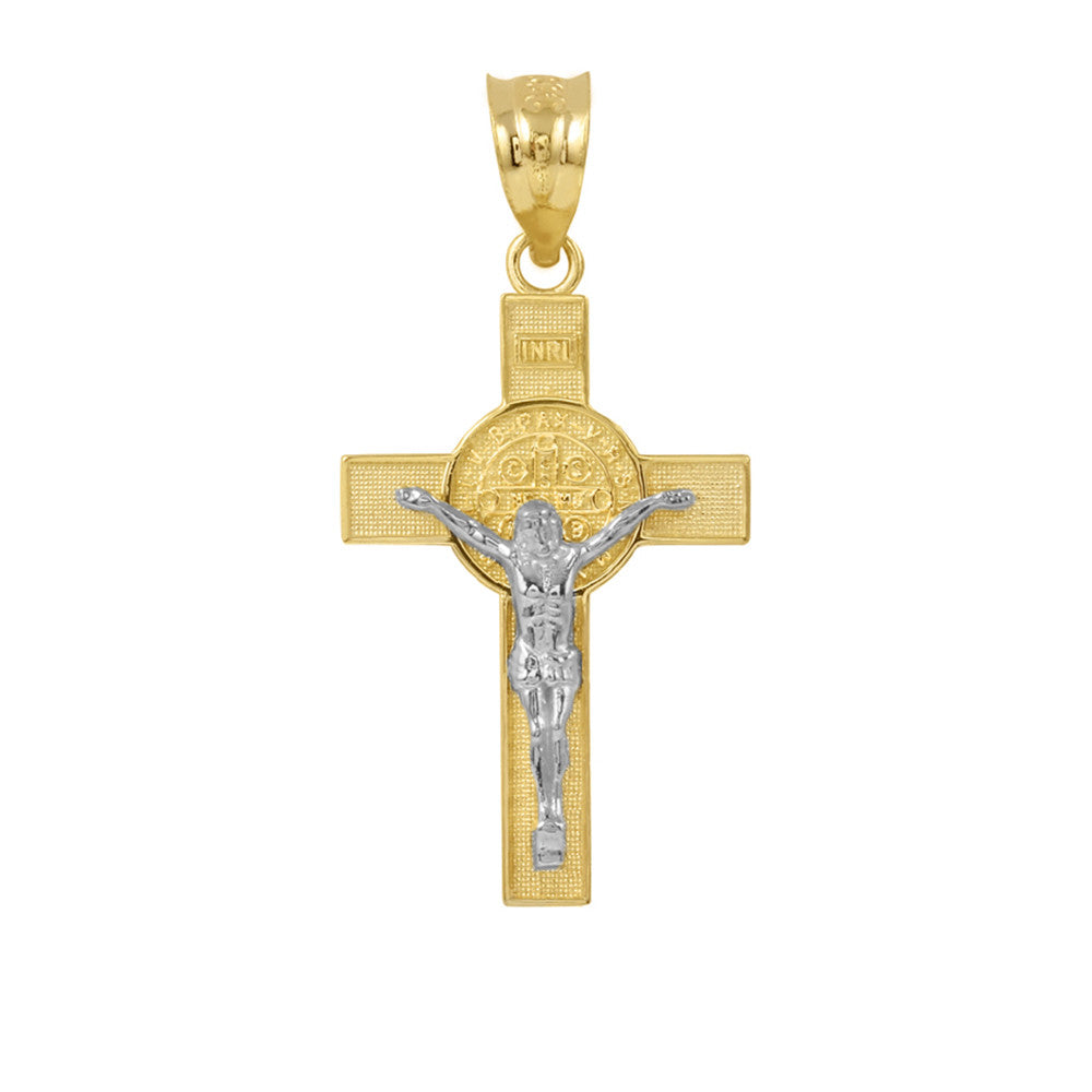 Gold St. Benedict Crucifix Pendant Necklace, view 12